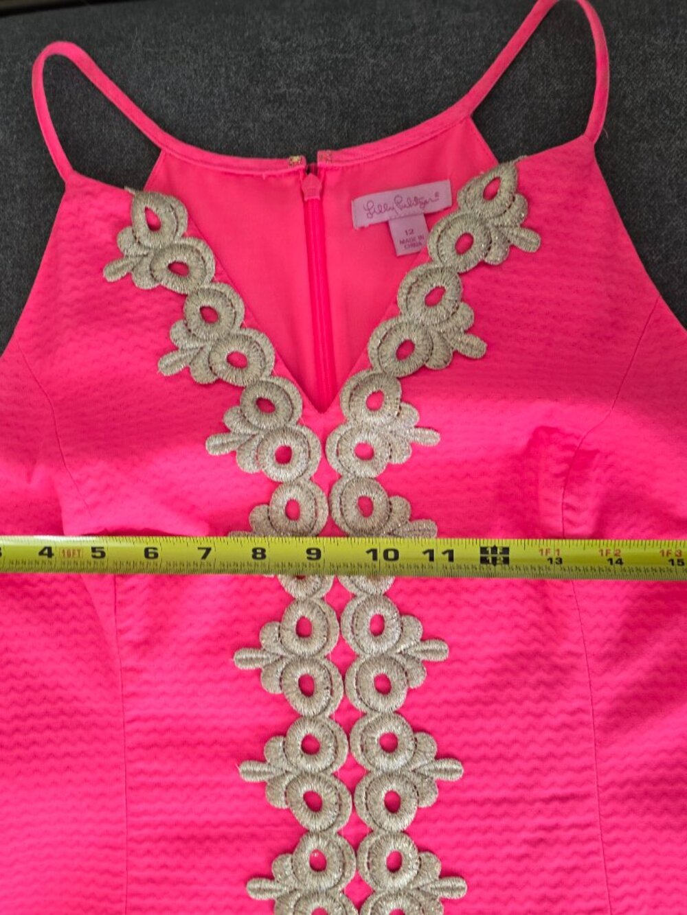 Lilly Pulitzer Neon Pink Dress with Gold Embroidery - Picture 7 of 7